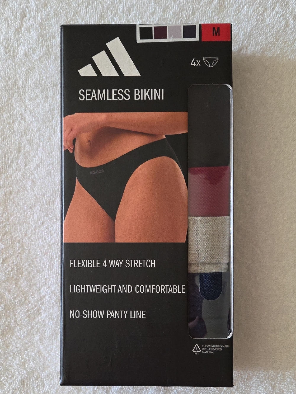 adidas Seamless Bikini Women's 4 Pack – Black, Maroon, Gray, Navy